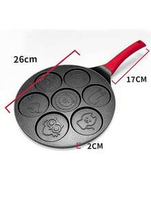 1 Stück 7-Loch Tier-förmige Ei-Knödel Pfanne, antihaftbeschichteter flacher Boden Cartoon Frühstücks-Eierpfanne mit 1 Stück Form, Familien-Essens-Zubehör, Party-Zubehör