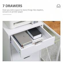 Vinsetto Seven-Drawer Filing Cabinet, With Wheels - White - default - View 5