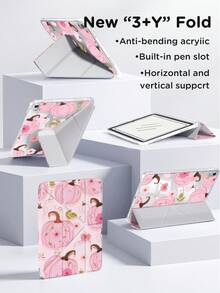 Halloween Pumpkin Dual-Sided Sprayed Acrylic Transparent Crystal Tablet Case Compatible With Samsung Galaxy Tab S6 Lite 10.4, IPad Air 11-Inch (M2) 2024 And IPad 10th Gen - Shock-Resistant, Built-In Pencil Slot, Sleep/Wake Function, Foldable Stands - Perfect Gift For Christmas, Holidays, And New Year