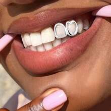 1pc Double Hip Hop Mouth Grillz Teeth Halloween Party Tooth Gap Jewelry For Stage Perfomance Accessory