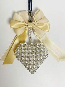 1pc Cute Heart Yellow Bow Car Interior Accessories, Car Accessories For Women, Custom Lanyard, Voiture Accessories, Car Decor Halloween Room Decor