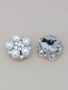 1/2/4 pièces Ensemble de boutons strass de 21 mm pour femmes, Ensemble de boutons perle, Clips de boutons amovibles, Boutons fleurs en cristal pour vêtements, Boutons avec pinces, Convient pour les robes, les tenues de soirée, les accessoires de chemise - Multicolore - Voir 8