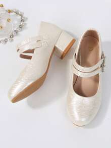 2025 Versatile High Heels For Teenagers, Vacation & Party, Casual Fashion Campus Student Shoes, Ballet Princess Pumps - White - View 4