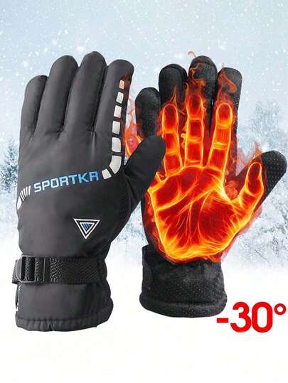 Luvas grossas à prova de vento e quentes para esqui ao ar livre, luvas à prova de frio para ciclismo e ciclismo