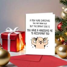 1pc, Funny Is A Donut Party Invitation Okay Christmas Card, Happy New Year Cards For Parents, Siblings, Friends, Humorous Christmas Greeting Card For Boyfriend Girlfriend Couple, Husband Wife Couple