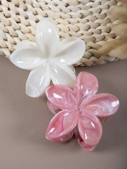 2 piezas Pinza de pelo de plástico ligero de gran tamaño de 8 cm/3.15 pulgadas con degradado de color rosa y blanco, elegante y minimalista, adecuado para uso diario, ocio, fiesta, viaje, peinado, lavado de cara, maquillaje, combinación de atuendos, herramientas para el cabello, rizado, accesorios para mujeres