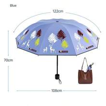 1PC Umbrella With Ten Bones, Black Glue, Enlarged And Thickened, Double Fold And Shrink, Sun Shading, Sun Protection, Rain And Sunshine Dual-Use Umbrella
