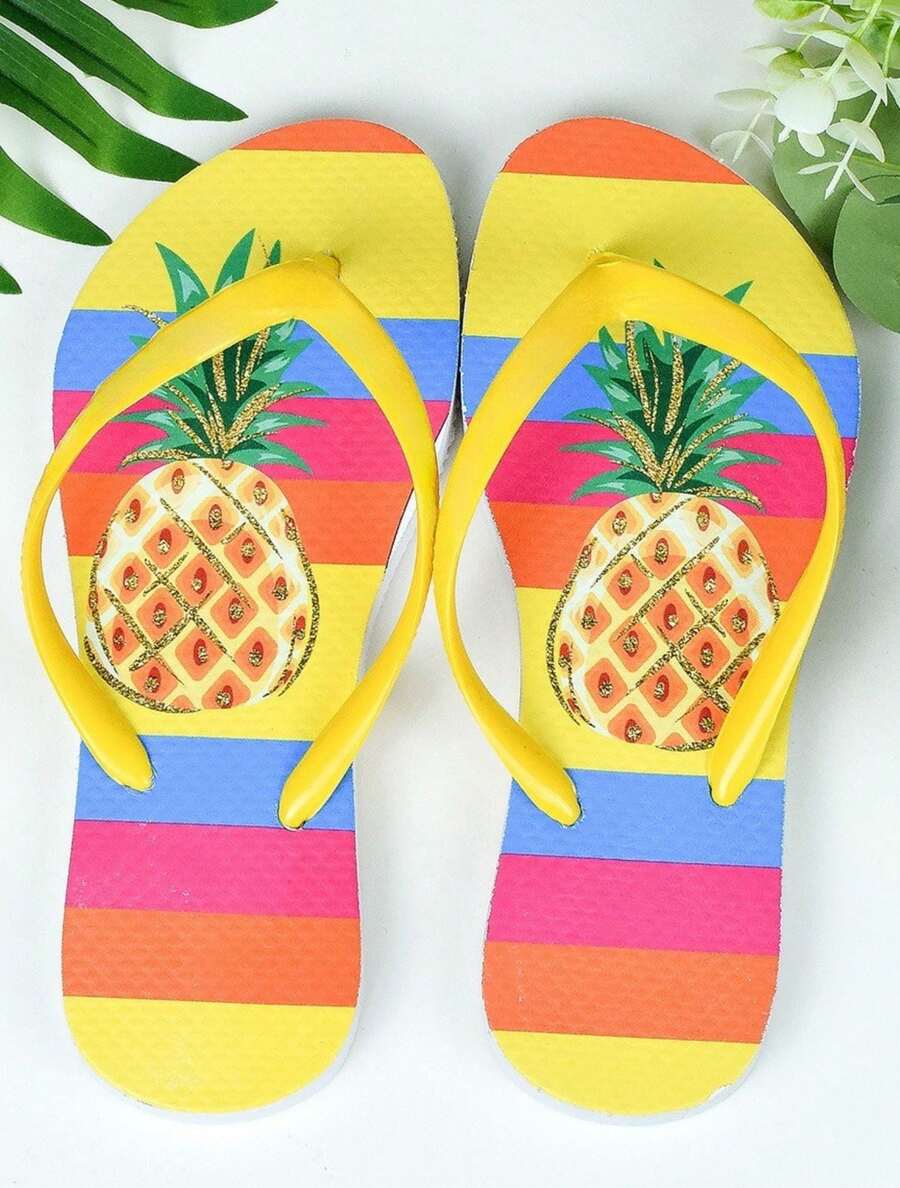 Women's Customized Flip-Flop Sandal With Original Print - Pineapple - View 1