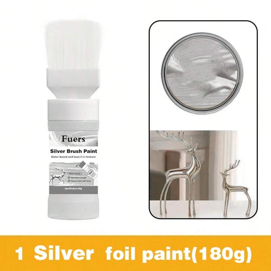 Sơn lá bạc 180g/300g, chứa bột bạc thật, gốc nước, thích hợp cho bề mặt trong nhà/ngoài trời, kim loại, gỗ, thạch cao, hiệu ứng phủ chân thực, chống thấm nước, chống phai màu, chống ăn mòn