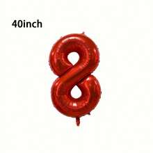 1pc 32/40 Inch Red Solid Number Foil Balloon, 0-9 Large Size Polyester Digit Balloons, Decorative Balloons, Reusable, Suitable For Birthday Decoration, Party Decoration, Anniversary, Room Decoration, Wedding Anniversary, Party Supplies - Red - View 19