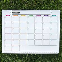 1pc Magnetic Refrigerator Calendar Dry Erase Board Planner, Weekly & Monthly Plan, Office Supplies, Rubber, Reminder Memo Board For Home And Office Use,School Supplies,Back To School