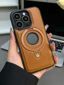 Luxury Retro Magnetic Ring Holder PU Leather Phone Case, Compatible With IPhone 17 Pro Max, 17 Pro, 17 Air, 16 Pro Max, 15 Plus, 14, 13, 12, Supports Wireless Charging, Shock-Proof Protective Cover - Light Brown - View 12