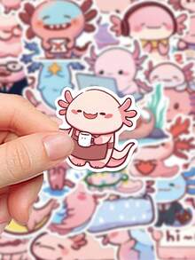 50 件/套可爱墨西哥钝口螈装饰贴纸，适用于马克杯、笔记本、手提包、礼品盒、节日礼物、派对用品、信封 - 彩色 - 查看 5