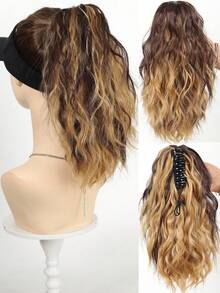 Tóc giả đuôi ngựa dài 14 inch có dây rút, màu nâu nhạt và vàng bạch kim pha trộn, sợi tổng hợp, kiểu xoăn. - Nhiều màu - Xem 17