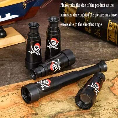 1 件/2 件/4 件海盗望远镜 - 塑料迷你海盗主题派对装饰，带骷髅和交叉骨设计，万圣节免电池角色扮演配件，化装派对，主题活动，海盗配饰，万圣节道具，无需电池，角色扮演迷（请以产品尺寸为主尺寸图，图片可能因拍摄角度而存在误差）