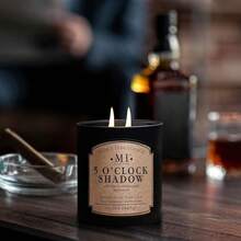 Winters Edge - Velas perfumadas para hombres, mecha de madera de 15 onzas, cera de mezcla de soja premium, quemaduras de 60 horas, velas perfumadas para el hogar, fabricadas en los - Sombra de las 5 O'Clock - Ver 4