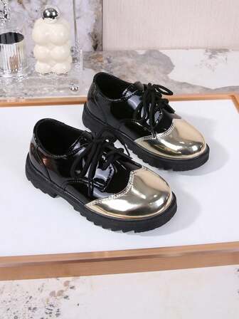 Czarne, skórzane buty dla chłopców z miękką podeszwą, formalne buty sportowe, brytyjski styl dla dzieci, buty do szkoły podstawowej i gimnazjum