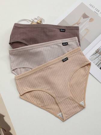 5条装女士三角内裤纯色透气舒适休闲基本款舒适时尚内裤