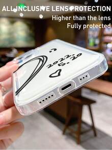 2pcs Customized Couple/Couples/Spouse/Best Friend Anniversary Text & Heart Design Soft Phone Case Cover Compatible With Iphone 11/12/13/14/15 Pro Max - Clear - View 4
