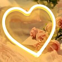1pc Heart Shaped Neon Sign Light, Neon Heart Wall Decor, Home Decor, Holiday Decor, Battery Or USB Powered LED Neon Heart Light, Suitable For Birthday Party, Celebration, Proposal, Anniversary, Valentine's Day, Mother's Day, Halloween, Christmas And Other Holidays Decoration And Gift - White - View 9
