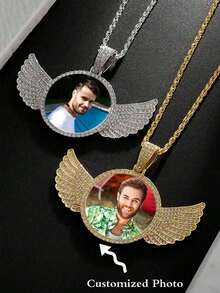 1 Pieza de Collar Personalizado con Fotos, Collar Personalizado con Fotos por Ambos Lados, Cadena Conmemorativa de Hip-Hop con Colgante de Foto Personalizado, Regalo Personalizado Muy Conmemorativo para Novia o Novio