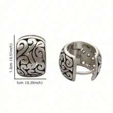 A Pair Of Vintage  Cut-Out Flower Pattern Ring Earrings, Stylish And Simple Design Hypoallergenic Earrings, Elegant Evening Jewelry Accessories For Women's Gifts - 一對 - 查看 3