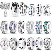 1 pieza Encanto de cuentas de silicona con diseño de huella de gato perezoso, lazo y circonita cúbica brillante en color plateado, accesorio versátil y clásico apto para hacer pulseras, collares y pendientes de joyería DIY para mujeres y niñas