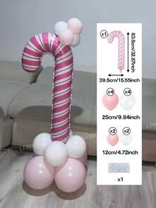 13 Stück/Set Weihnachtsparty dekorative Ballons, rosa & rote Zuckerstangen/Zauberstab Folienballons, 10-Zoll rote/hellrosa/weiße Latex-Ballons, für Silvester, Weihnachtsabend, Silvesterparty Dekoration