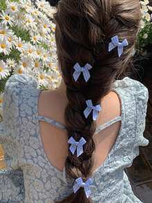 20 件/套女士格子蝴蝶结鳄鱼发夹优雅侧刘海夹可爱发饰时尚发夹日常使用（无卡包装）爪夹发夹发夹，学校用品，学院，蝴蝶结