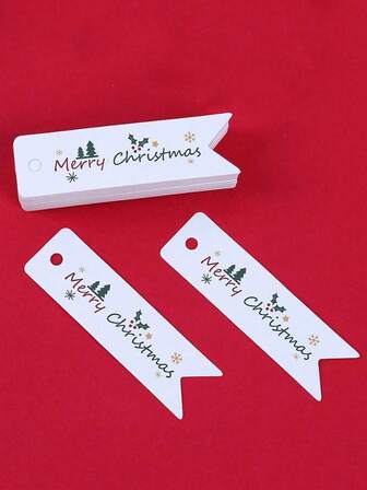 100 Stück Frohe Weihnachten Kraftpapier Geschenkanhänger, rechteckige minimalistische Weihnachtskarten, einfache Geschenkdekoration Karten, Weihnachts-Hängekarten, Geschenkanhänger Papierkarten, Weihnachtsdekorations-Hängeetiketten, Weihnachtskarten, Weihnachtssegen Geschenk-Hängekarten, ohne Seile