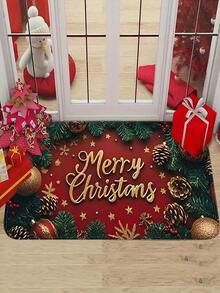 1 Peça Tapete Decorativo de Banheiro Simples de Flanela Natalina, Tapete Decorativo de Natal, Lavável e Dobrável, Tapete Decorativo para Casa e Quarto, Uma Decoração de Natal Maravilhosa