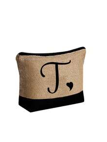 两件套女士沙滩手提包，配有可拆卸肩带，可定制A-Z字母，超大容量。肩带可根据个人喜好拆卸，包含化妆包和拉链小袋，可存放洗漱用品、零钱或文具。 - 彩色 - 查看 53