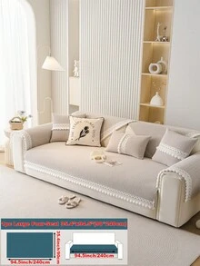 1 件蓬松蕾丝沙发套，防滑、防尘、防刮沙发巾，豪华沙发保护套，适合客厅、卧室、办公室、汽车、四季装饰 - 卡其色 - 查看 21