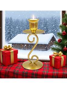 1 Elegant Metal Candle Holder, Wedding Table Fireplace Candle Holder, Fireplace Party Room Decoration, Christmas Table Decoration, Christmas Home Decoration (Candles Not Included)