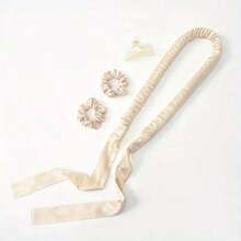 4 Stücke Satin Flechtfreie Lockenstäbe Set für Frauen, inklusive weicher Haargummis und Plastikclips für perfekte Locken, Haarstyling Set, für Friseur Salon Schönheits-Reiseaccessoires Haarzubehör - Verschiedenfarbig - Übersicht 5