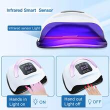 220W UV LED Nail Lamp With 57 LED Beads, Automatic Infrared Sensor & 4 Timers (30s/60s/90s/99s), Detachable Base For Hands & Feet, Smart Touch Screen & LCD Display, Fast Curing For All UV/LED Gel Polish, Portable Handle, Ideal Gift For Home & Salon Use - 美規A型插(110-127V) - 查看 5