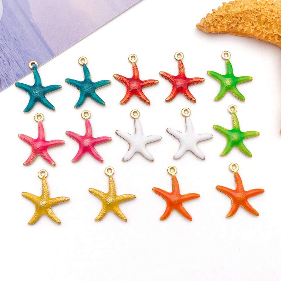 2pcs Starfish Charms Stainless Steel Star Charm Enamel Ocean Aniaml Charms For Jewelry Making Bracelets Earrings Necklaces Crafts