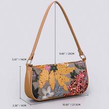 SLANGO Sparkling Floral Embroidered Crossbody Bag - Women's PU & Sequin Underarm Shoulder Purse, Fashion Bohemian Flower Handbag - 粉色 - 查看 6