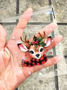 50 Peças Sacos de Doces Autoadesivos Transparentes de Natal, Sacos de Celofane para Lanches de Natal, Sacos de Presente de Natal, Sacos de Presente, Sacos de Doces para Biscoitos, Bolos, Embalagem de Chocolate, Suprimentos de Presente para Festa de Natal de Inverno