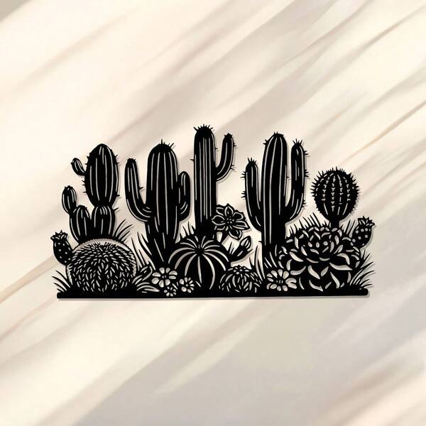 1pc Cactus Cluster Metal Wall Art - Elegant Iron Home Decor For Living Room, Bedroom, Dining Area - Perfect Gift Idea, Wall Hanging, Room Decor, Perfect For Room Decor