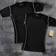 Kit 2 Premium Pro Men's Compression Shirts Fit Gym Training - 2 Blacks - View 1