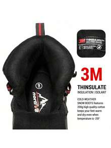 Men's Insulated Waterproof Construction Hiking Winter Snow Boots - Black - View 6
