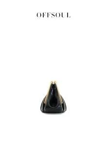 Vintage Asymmetrical Ruffle Cloud Clutch Bag, Unique Metal Hardware Handbag, High-End Retro Clutch Purse For Party, Banquet , Gifts For Women - 黑色 - 查看 5