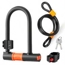 Heavy Duty U Shape Bike Lock W/ 2 Keys Cable Anti Theft Secure Locks For Bicycle - Multicolor - View 8