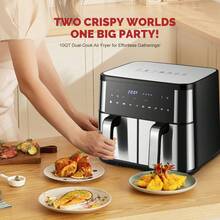 MIRASTON Upgraded Large 10QT Dual Air Fryer, Digital Touchscreen, Perfect For Shoppers!  Crispy Delights In Minutes! Features:Smart Presets,Nonstick Basket,Easy Clean,Compact Design,Hosting A Girls' Night? Whip Up Guilt-Free Sweet Potato Fries In Minutes,Ideal Gift, For Festive Occasions,Mother's Day Gift,Kitchen Appliances,  Kitchen Accessories - 查看 4