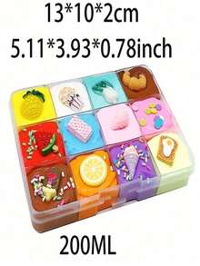 1 Box 12 Colors Mud (200ML) Slime, Clay, Noodle Dough, DIY Toy, Birthday Gift, Halloween & Christmas Gift[Random Style & Accessories], Colorblock, Party Sharing, Gift, Fragrance, Accessories, Mixable, Moldable, Stretchable, Blowable, Large Capacity. Christmas Gift, Gift For Classmates, Friends, Family, Birthday Party, Holiday Party, Piñata Filler