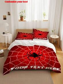 Halloween Spider Web Duvet Cover Set, 3-Piece Comforter Cover Set, Gradient Spider Print Bedding Set, Soft & Comfortable Duvet Cover Set, Suitable For Bedroom, Guest Room, Polyester Material, Duvet Cover Set (1 * Duvet Cover + 2 * Pillow Shams, No Filling), Suitable For Bedroom Decor, Home Decor, Holiday Decor, Holiday Gifts, Halloween, Holidays - Multicolor - View 7