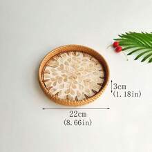直径 8.66 英寸 x 高 1.18 英寸手工编织藤条圆形桌面储物托盘 - 彩色 - 查看 14