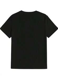 Camiseta de Verano Casual para Hombre con Cuello Redondo de Poliéster (Poliéster) con Retrato - Negro - Ver 3