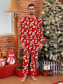 Conjunto de pijama personalizado para hombre de Printstory, personalizado con cualquier patrón, regalo único y personalizado, adecuado para familia y amigos, Navidad - Rojo - Ver 5